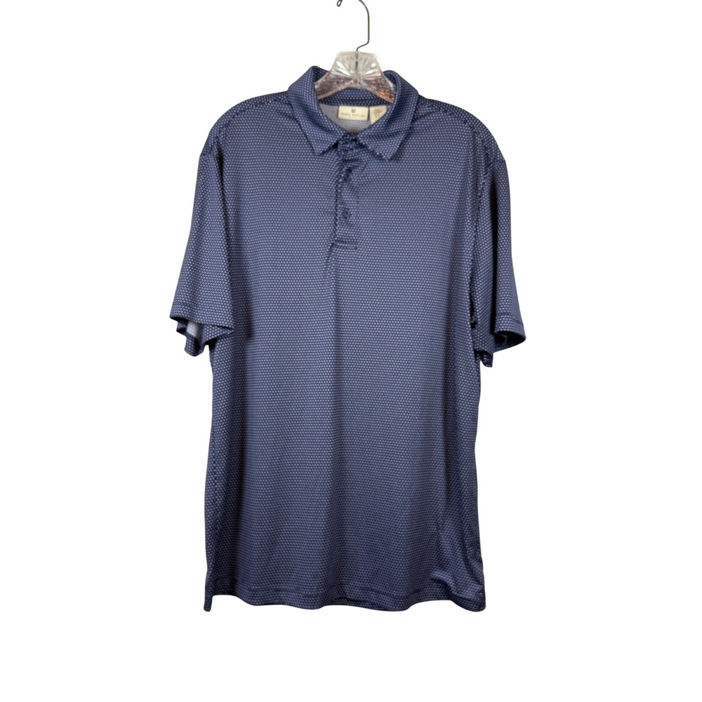 RORIE WHELAN GOLF Performance Polo, Blue with White Polka Dots, Size M
